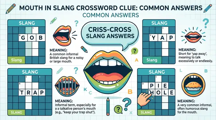mouth in slang crossword clue